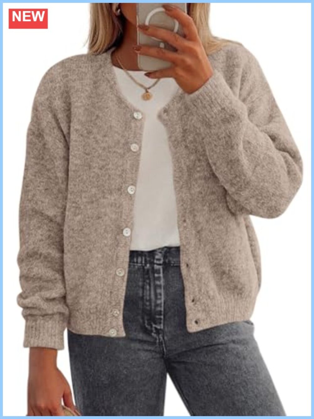 Long Sleeve Knit Cardigan Sweater Button Down Open Front